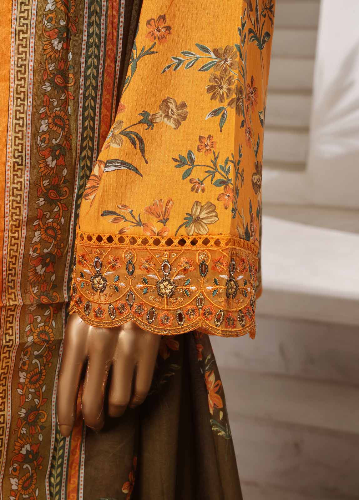 Bin Saeed Fabric - SM-058-EMBC-3 Piece Chikankari Stitched Suit