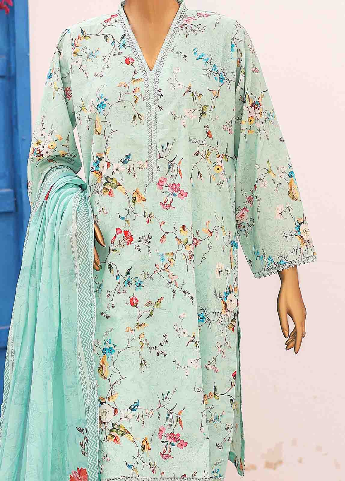 Bin Saeed Fabric - SM-0580 B-PR- 3 Piece Printed Stitched Suit