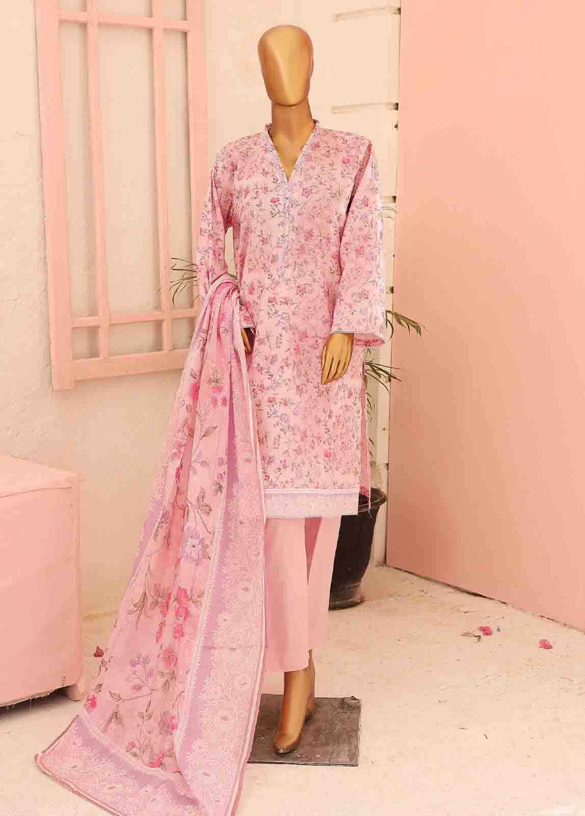 Bin Saeed Fabric - SM-0582 B-PR- 3 Piece Printed Stitched Suit