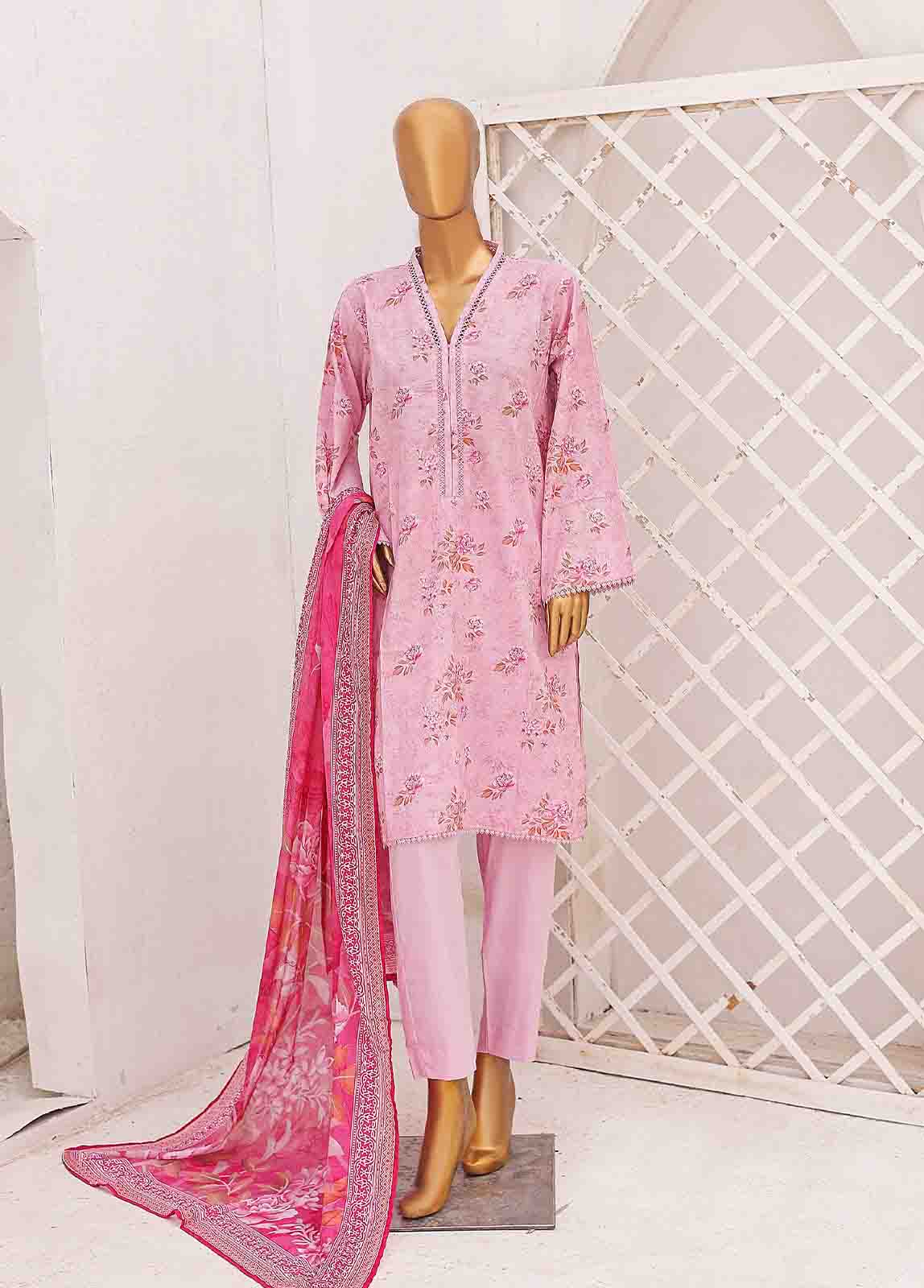Bin Saeed Fabric - SM-0584-A-PR- 3 Piece Printed Stitched Suit