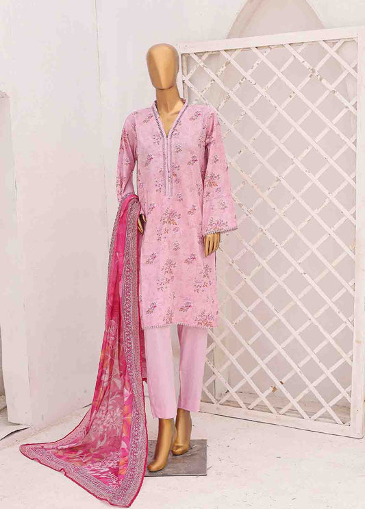 SM-0584 B-PR- 3 Piece Printed Stitched Suit