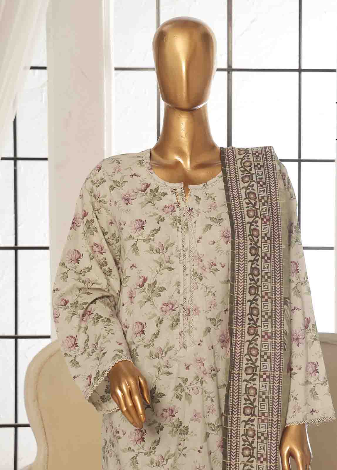 Bin Saeed Fabric - SM-061- 3 Piece Printed Stitched Suit