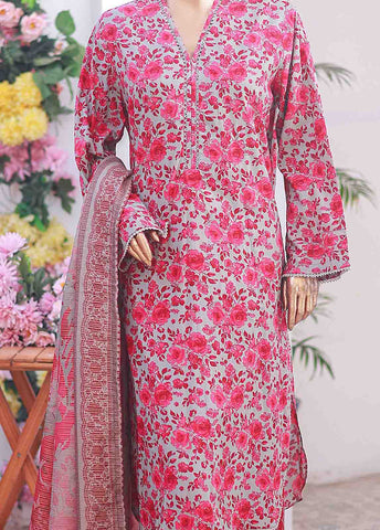 Bin Saeed Fabric - SM-062 R- 3 Piece Printed Stitched Suit