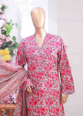 Bin Saeed Fabric - SM-062 R- 3 Piece Printed Stitched Suit