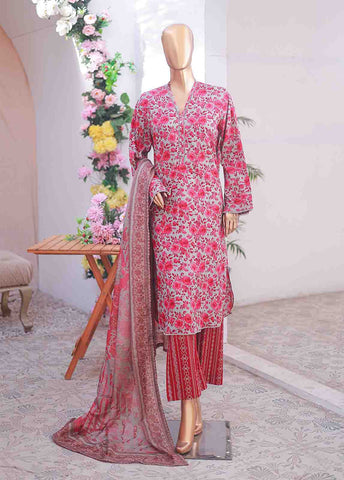 Bin Saeed Fabric - SM-062 R- 3 Piece Printed Stitched Suit