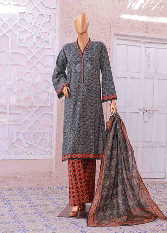 Bin Saeed Fabric - SM-063 R- 3 Piece Printed Stitched Suit