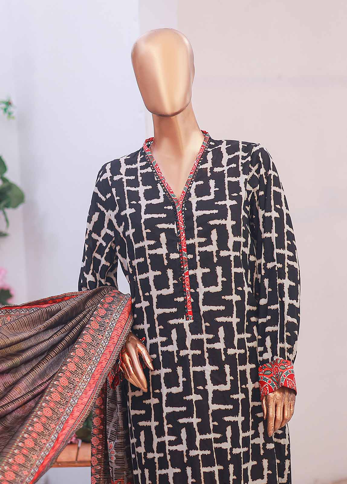 Bin Saeed Fabric - SM-064- 3 Piece Printed Stitched Suit