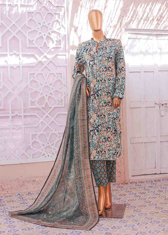 Bin Saeed Fabric - SM-066 R- 3 Piece Printed Stitched Suit