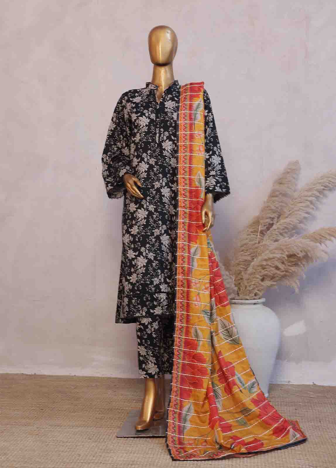 Bin Saeed Fabric - SM-069- 3 Piece Printed Stitched Suit