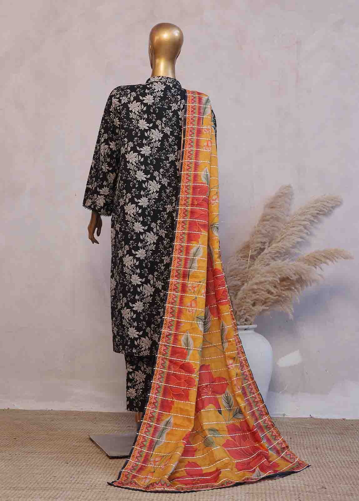 Bin Saeed Fabric - SM-069- 3 Piece Printed Stitched Suit