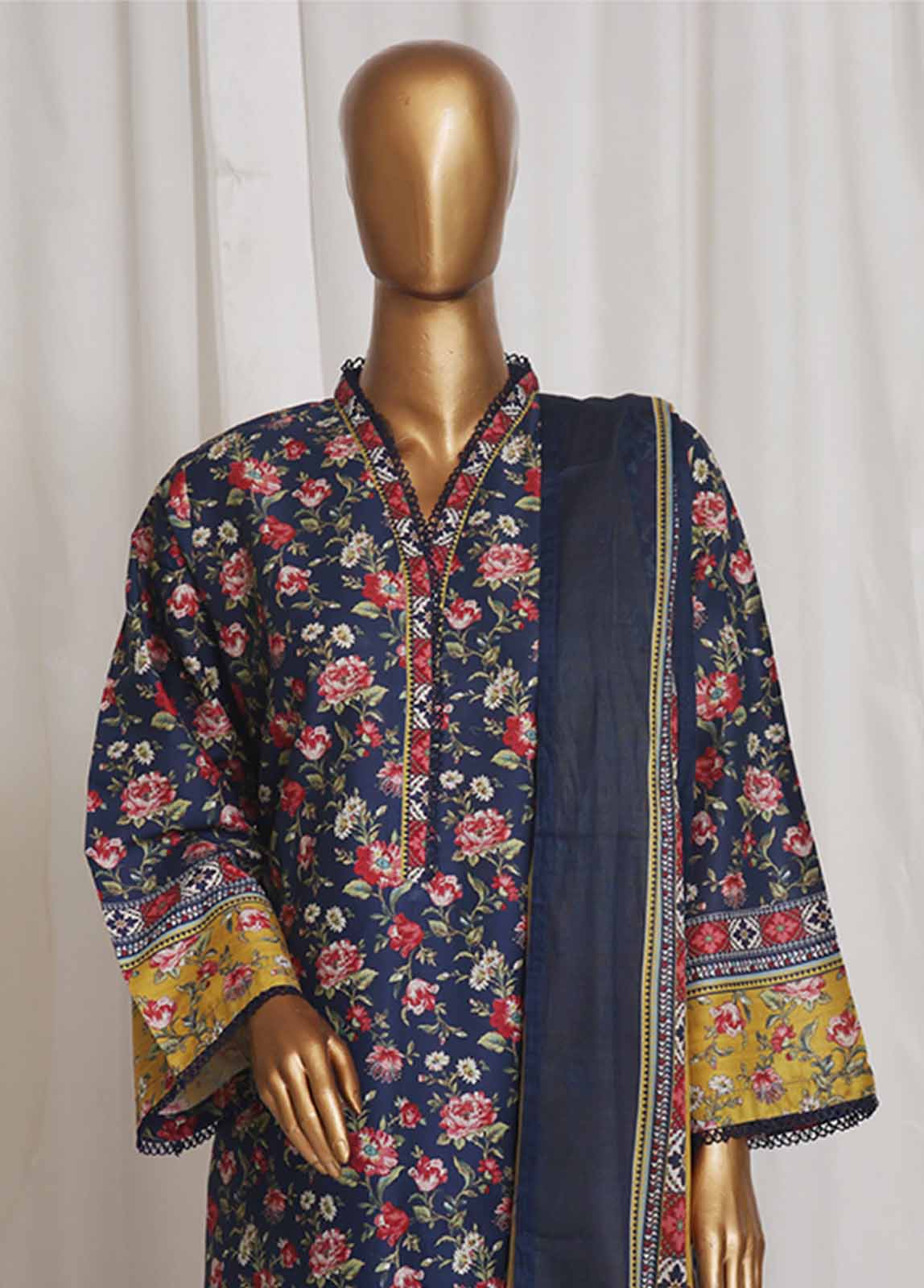SM-06- 3 Piece Printed Stitched Suit