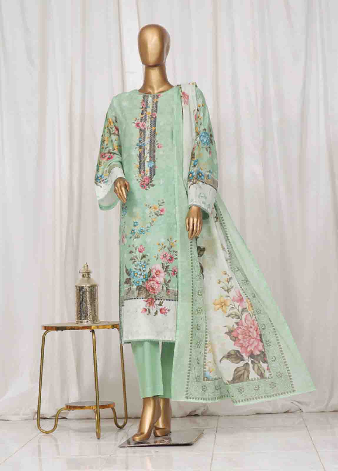 Bin Saeed Fabric - SM-07- 3 Piece Printed Stitched Suit