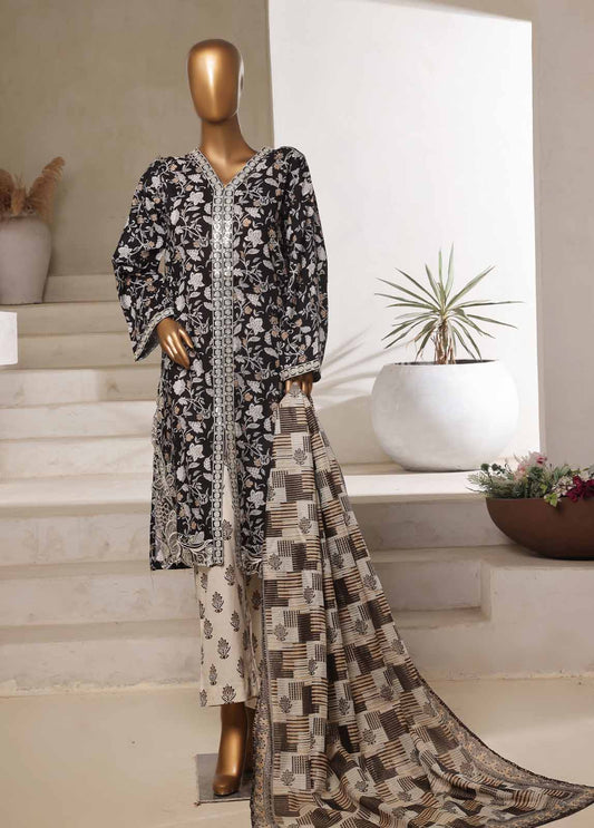 SM-072-EMBC-3 Piece Chikankari Stitched Suit