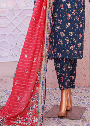 Bin Saeed Fabric - SM-073 R- 3 Piece Printed Stitched Suit