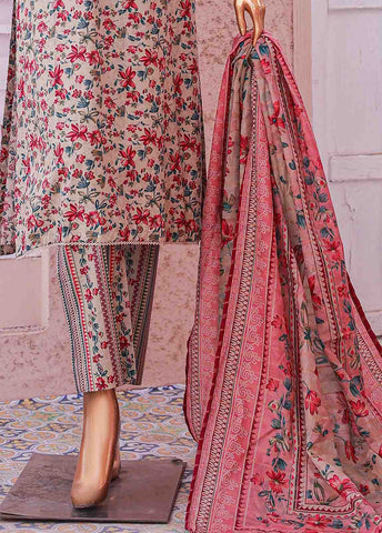 Bin Saeed Fabric - SM-075 R- 3 Piece Printed Stitched Suit