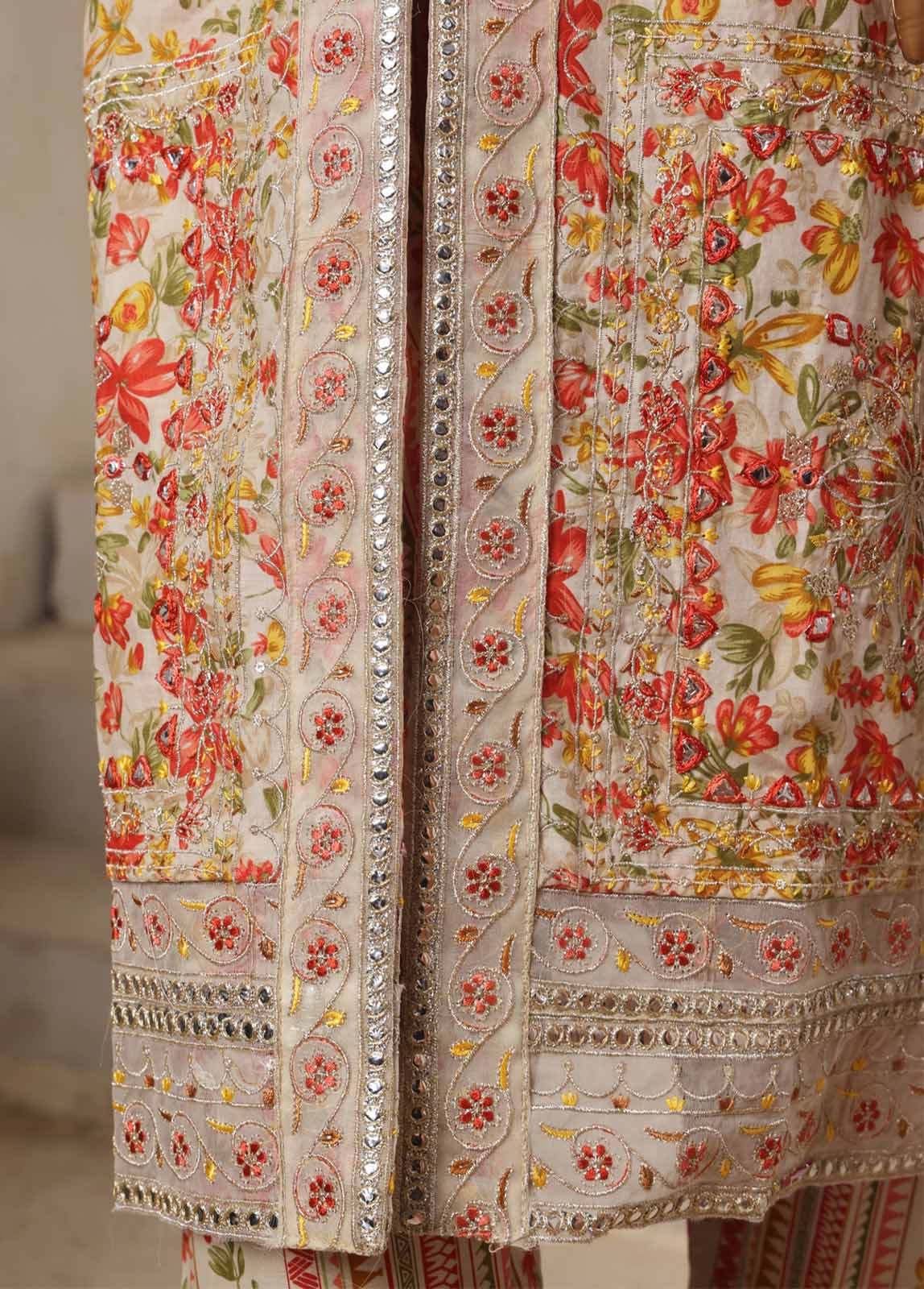 Bin Saeed Fabric - SM-076-EMBC-3 Piece Chikankari Stitched Suit