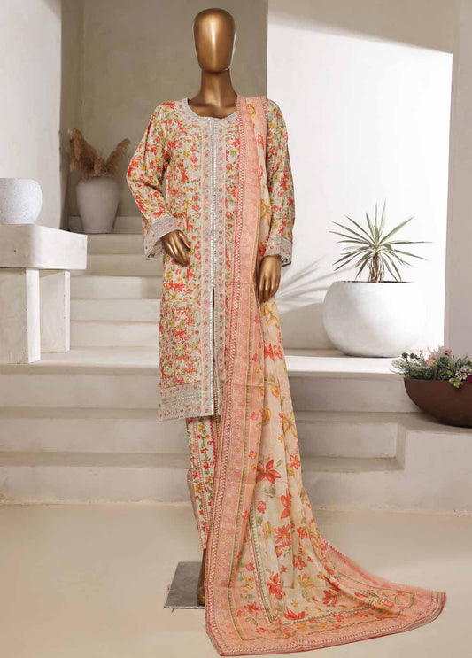 SM-076-EMBC-3 Piece Chikankari Stitched Suit