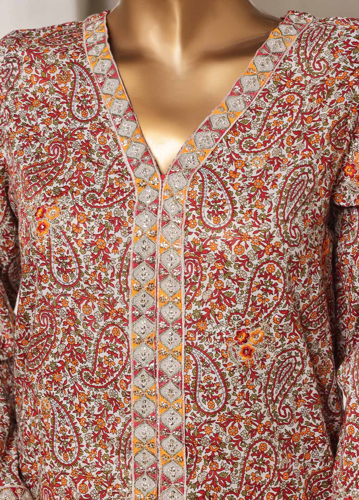 Bin Saeed Fabric - SM-078-EMBC-3 Piece Chikankari Stitched Suit