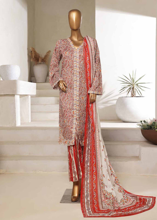 SM-078-EMBC-3 Piece Chikankari Stitched Suit