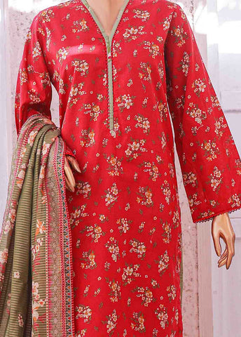 Bin Saeed Fabric - SM-081 R- 3 Piece Printed Stitched Suit