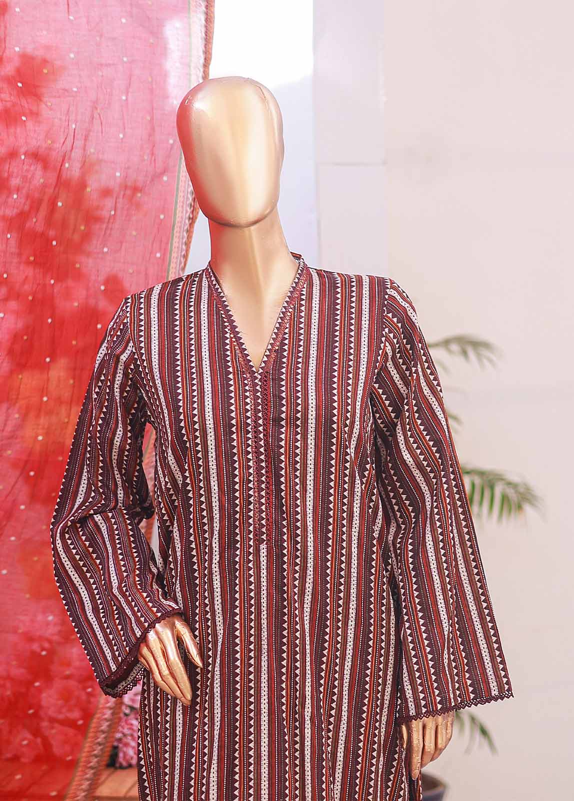 Bin Saeed Fabric - SM-082- 3 Piece Printed Stitched Suit