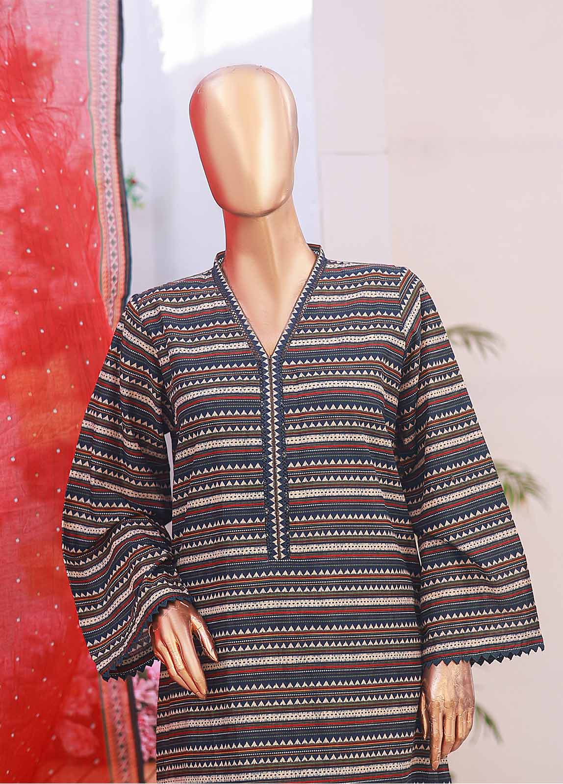 Bin Saeed Fabric - SM-083- 3 Piece Printed Stitched Suit