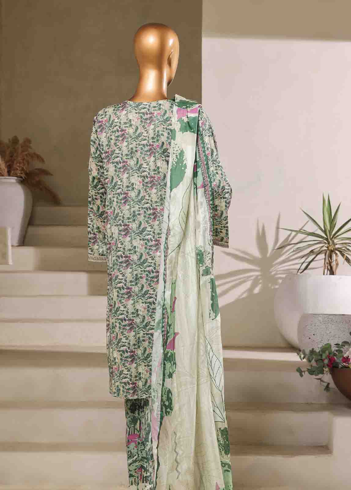 Bin Saeed Fabric - SM-085-EMB- 3 Piece Embroidered Stitched Suit