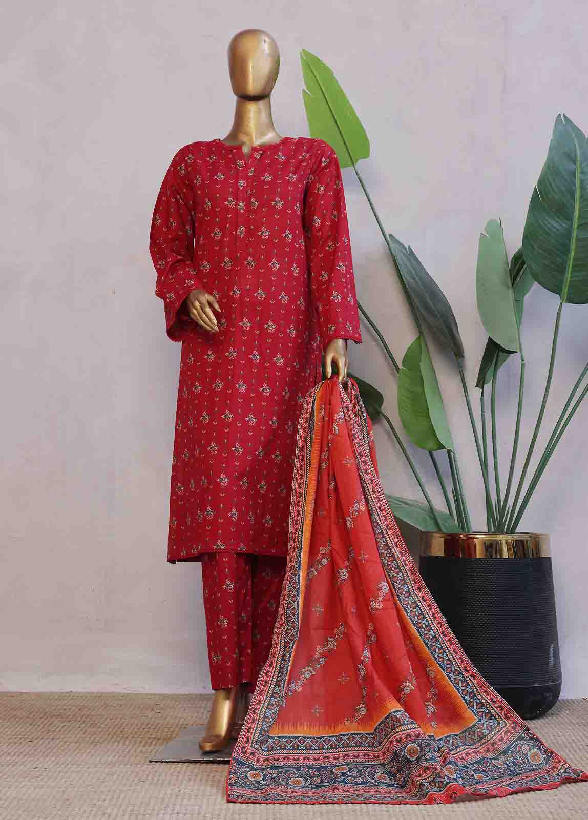 Bin Saeed Fabric - SM-087- 3 Piece Printed Stitched Suit