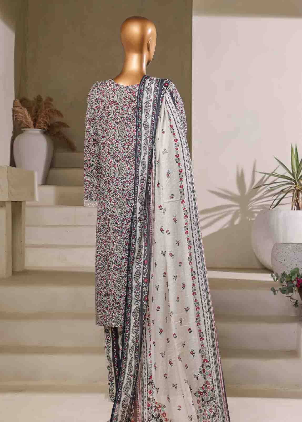 Bin Saeed Fabric - SM-088-EMB- 3 Piece Embroidered Stitched Suit