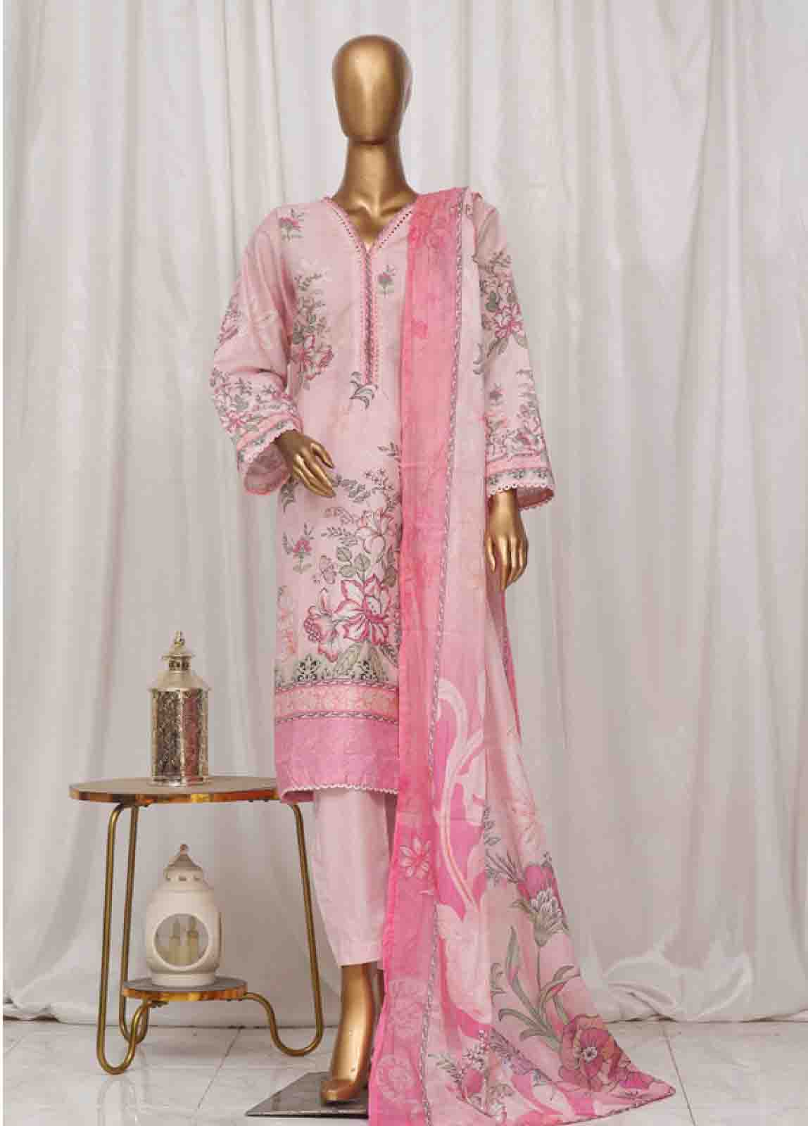 Bin Saeed Fabric - SM-09- 3 Piece Printed Stitched Suit