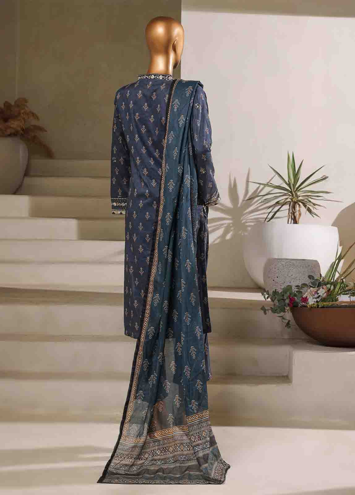 Bin Saeed Fabric - SM-093-EMB- 3 Piece Embroidered Stitched Suit