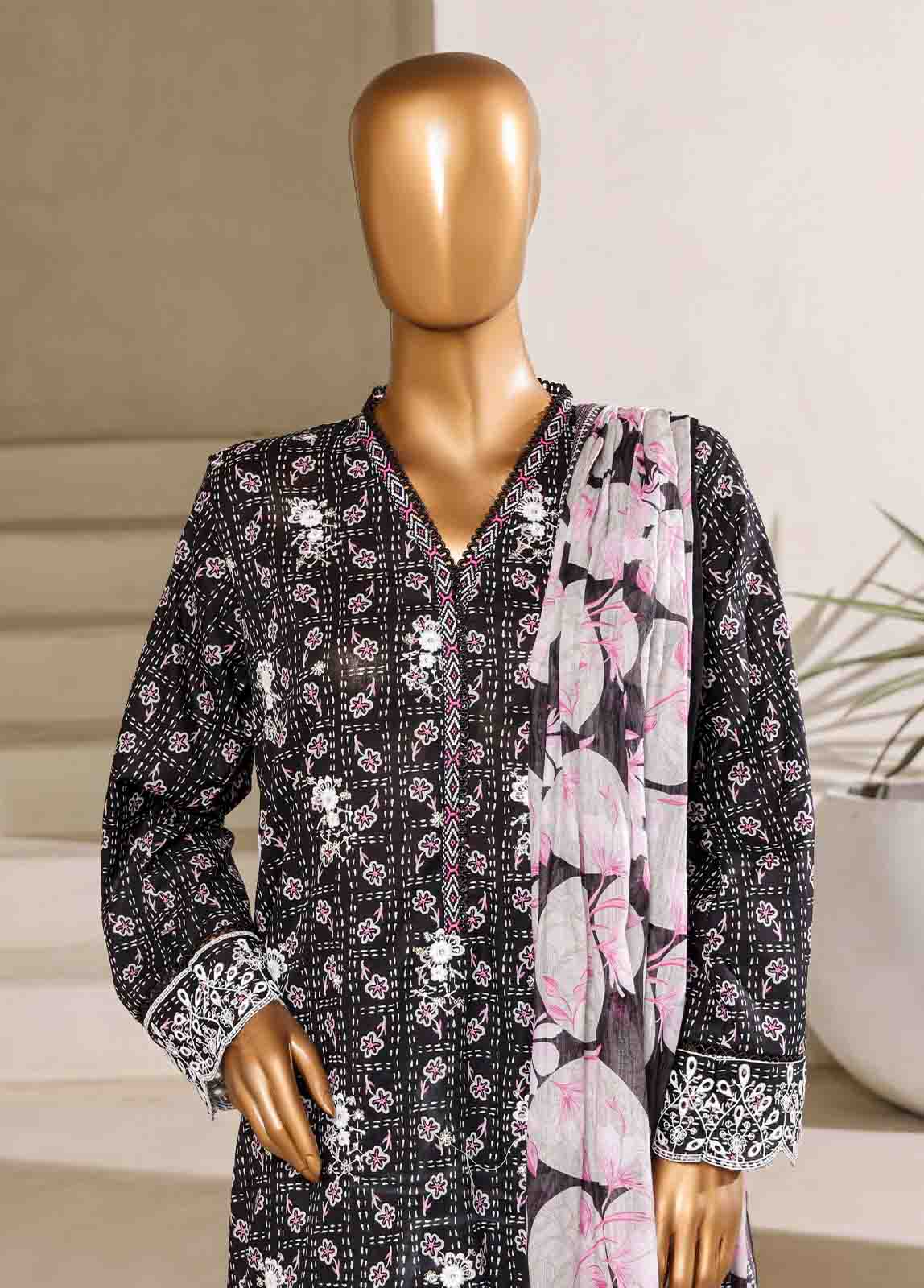 Bin Saeed Fabric - SM-095-EMB- 3 Piece Embroidered Stitched Suit