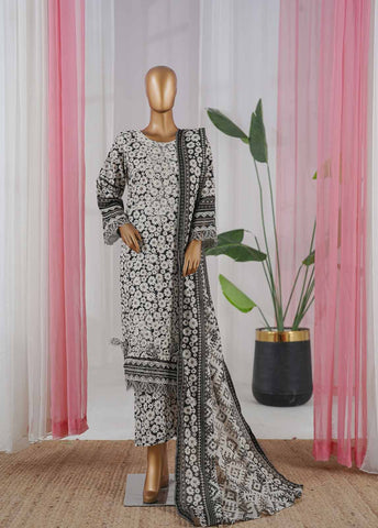 Bin Saeed Fabric - SM-097-EMBC-3 Piece Chikankari Stitched Suit