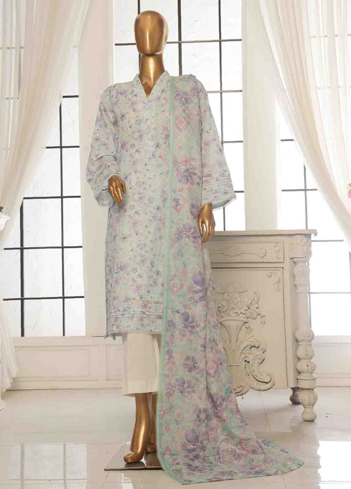 Bin Saeed Fabric - SM-097- 3 Piece Printed Stitched Suit