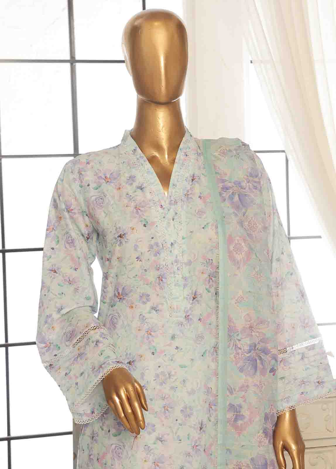 Bin Saeed Fabric - SM-097- 3 Piece Printed Stitched Suit
