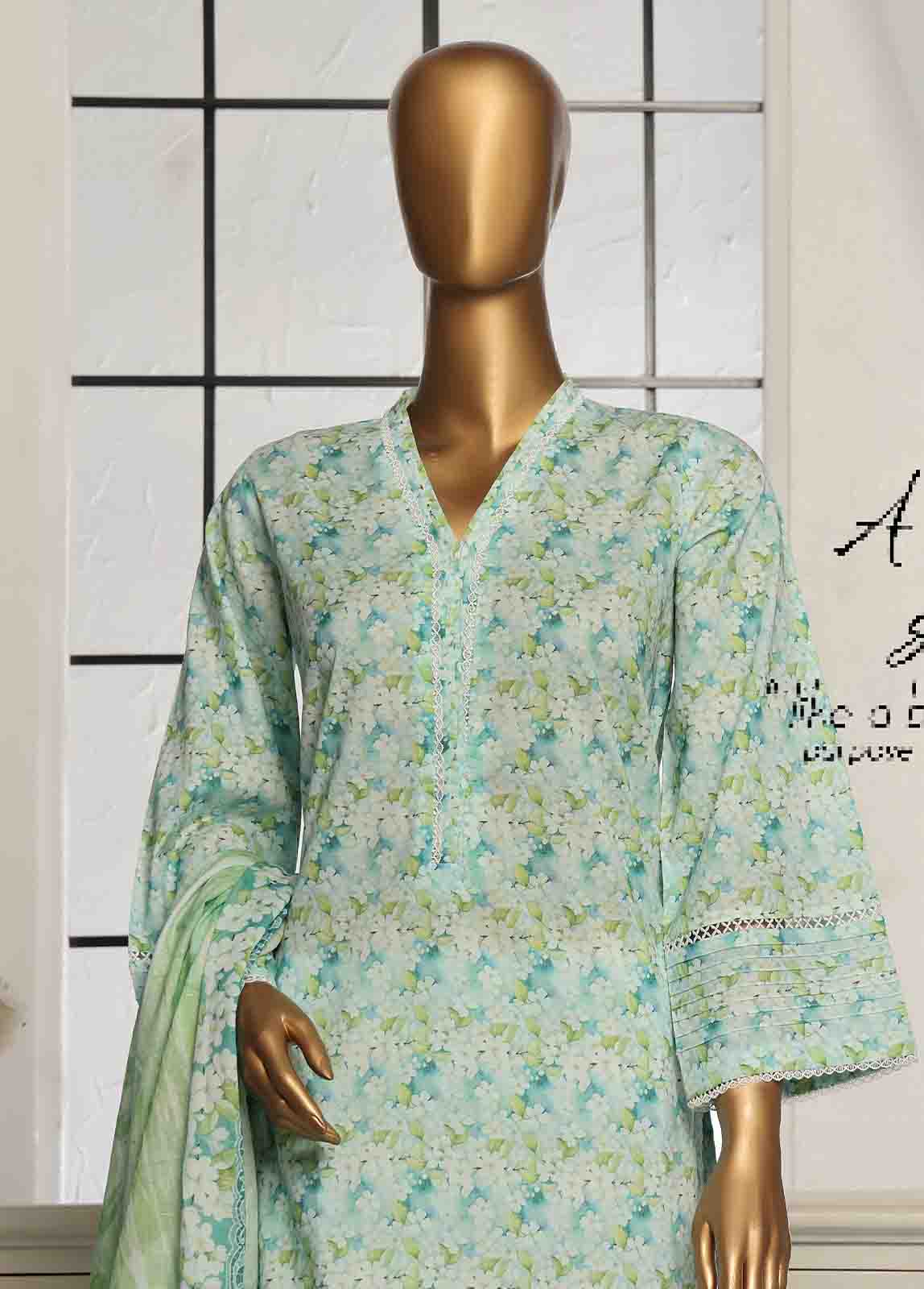 Bin Saeed Fabric - SM-099- 3 Piece Printed Stitched Suit
