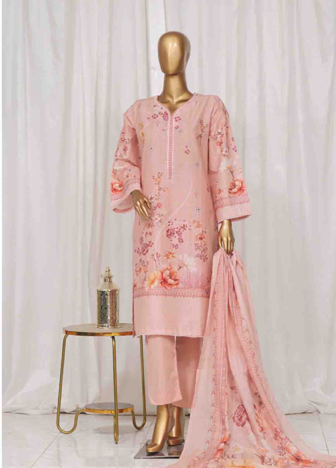 Bin Saeed Fabric - SM-10- 3 Piece Printed Stitched Suit
