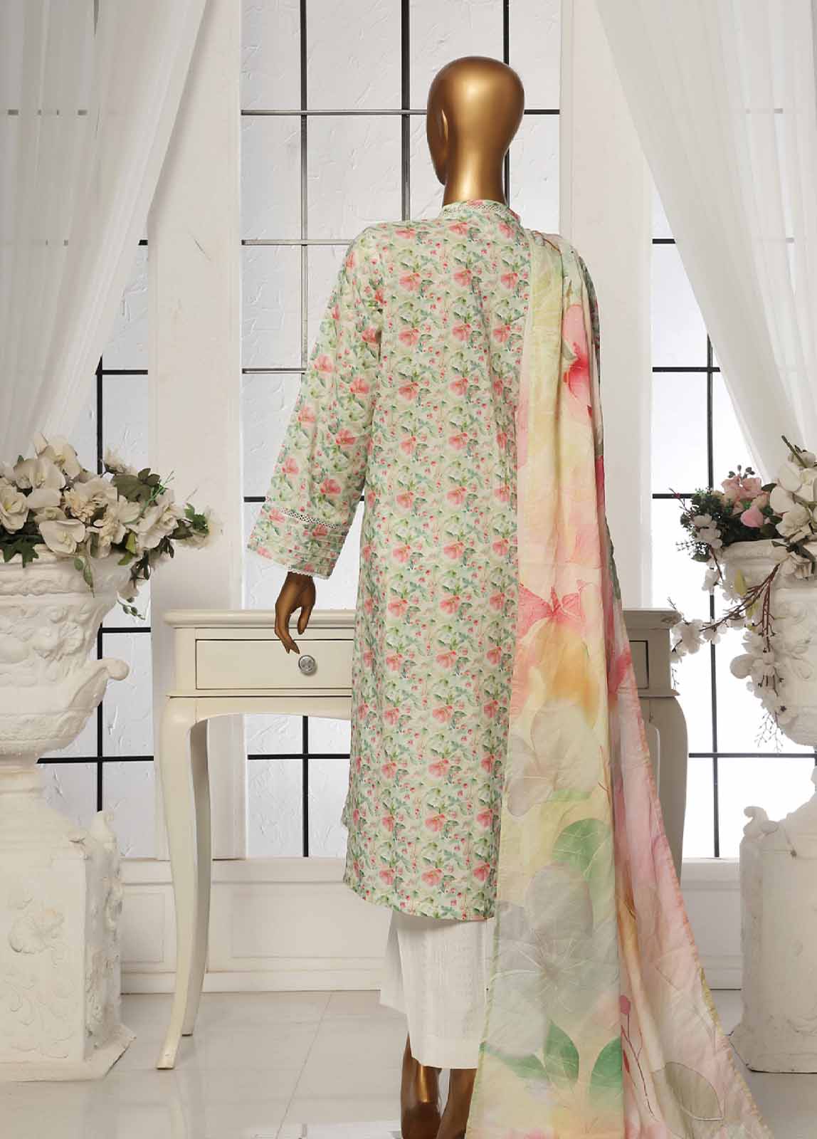 Bin Saeed Fabric - SM-100 - 3 Piece Printed Stitched Suit