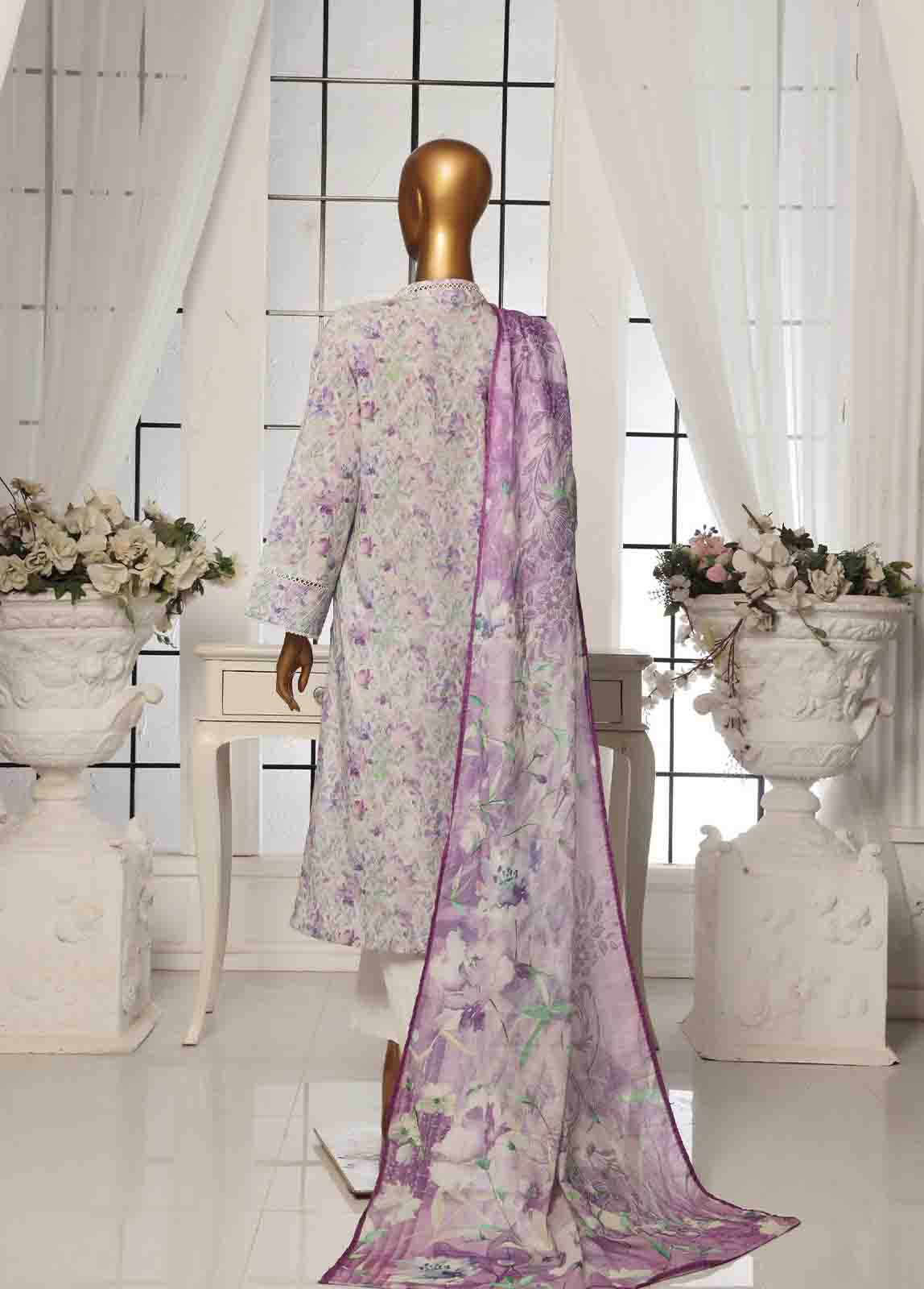 Bin Saeed Fabric - SM-102- 3 Piece Printed Stitched Suit