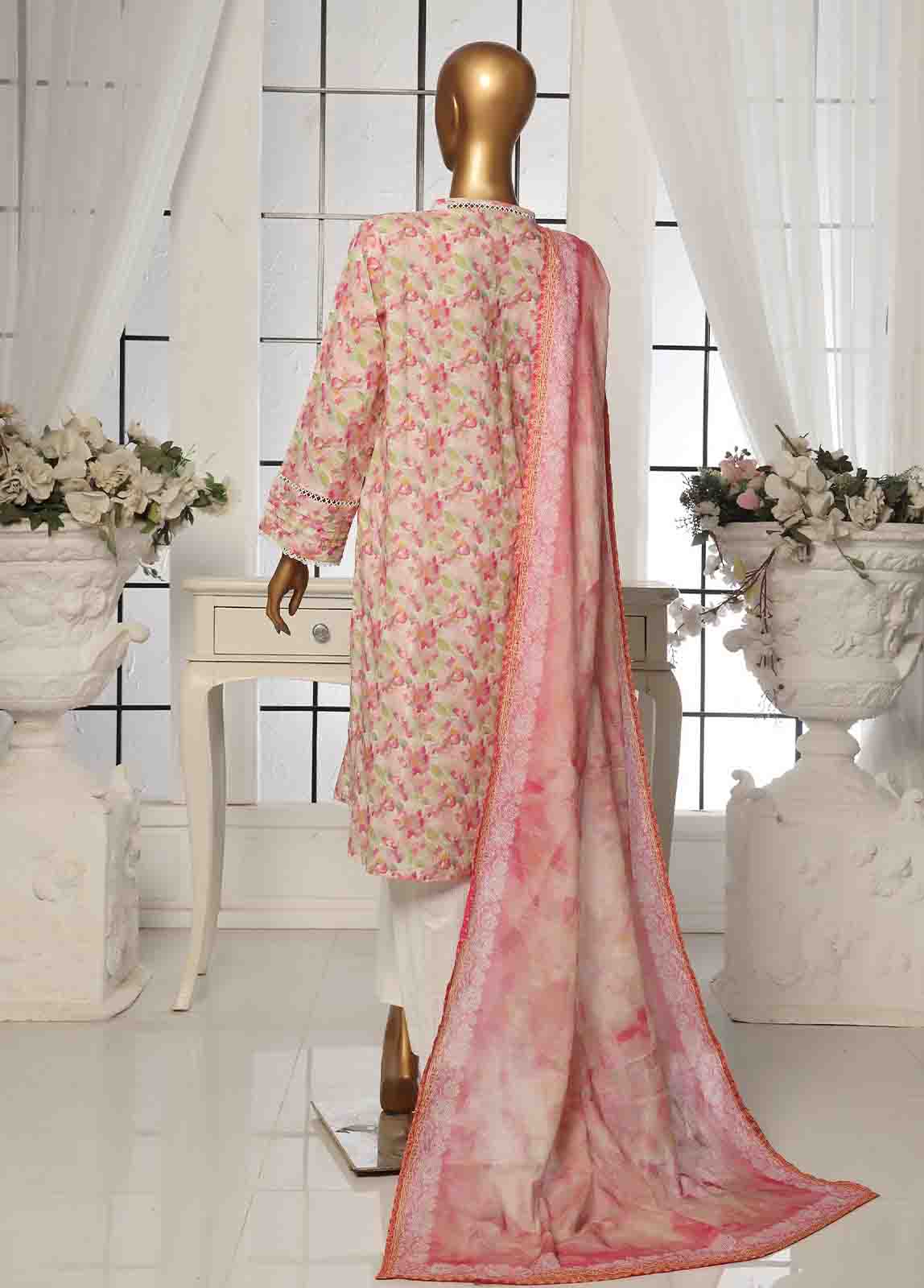 Bin Saeed Fabric - SM-104- 3 Piece Printed Stitched Suit