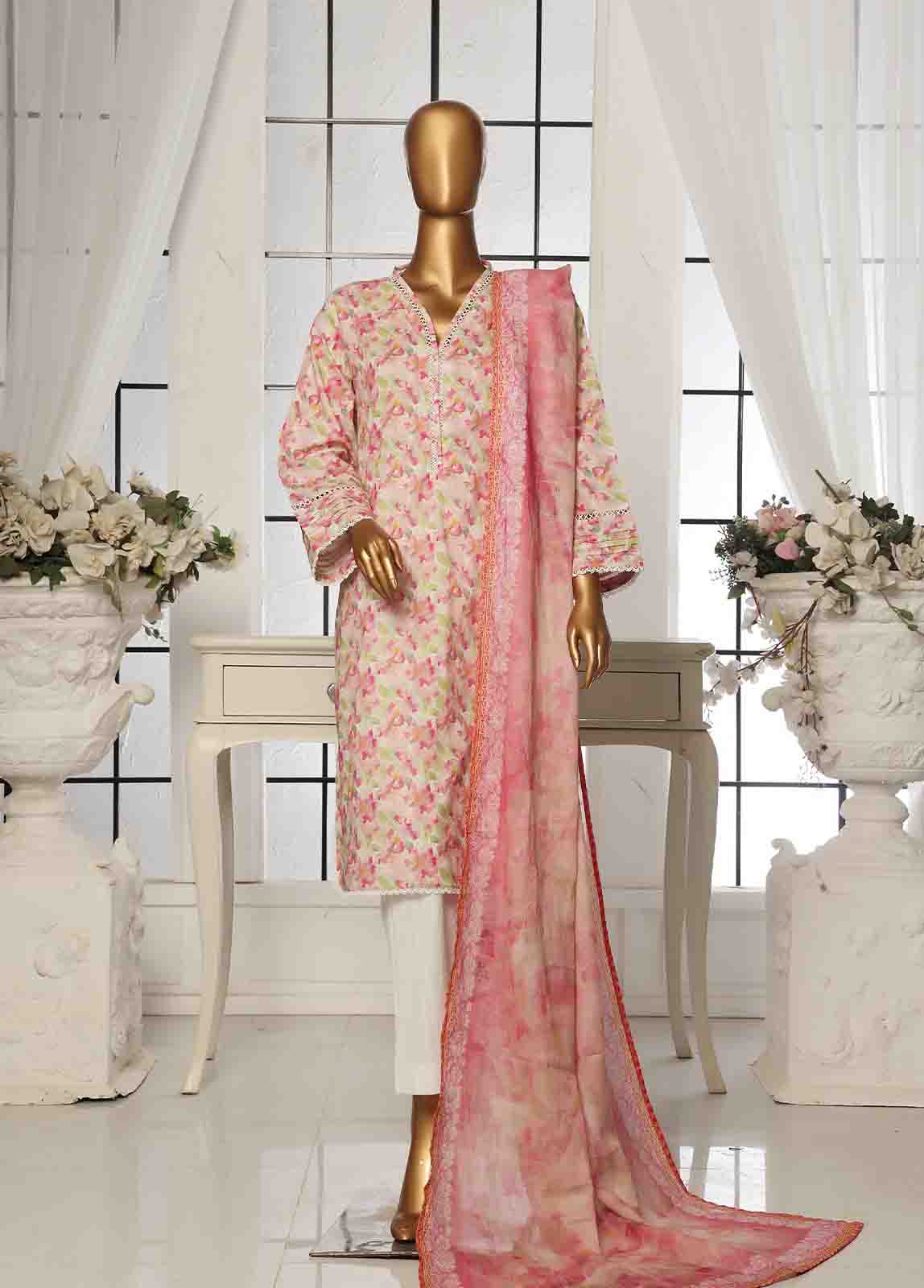 Bin Saeed Fabric - SM-104- 3 Piece Printed Stitched Suit