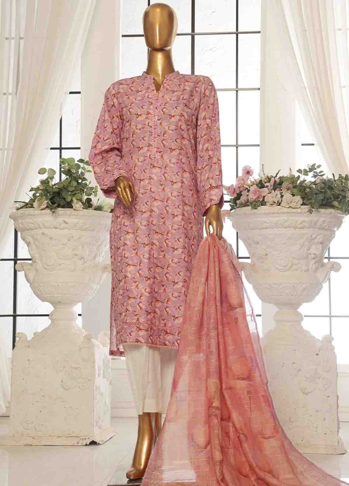 Bin Saeed Fabric - SM-105- 3 Piece Printed Stitched Suit