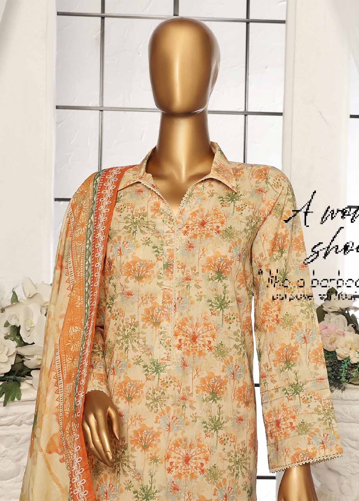 Bin Saeed Fabric - SM-106- 3 Piece Printed Stitched Suit
