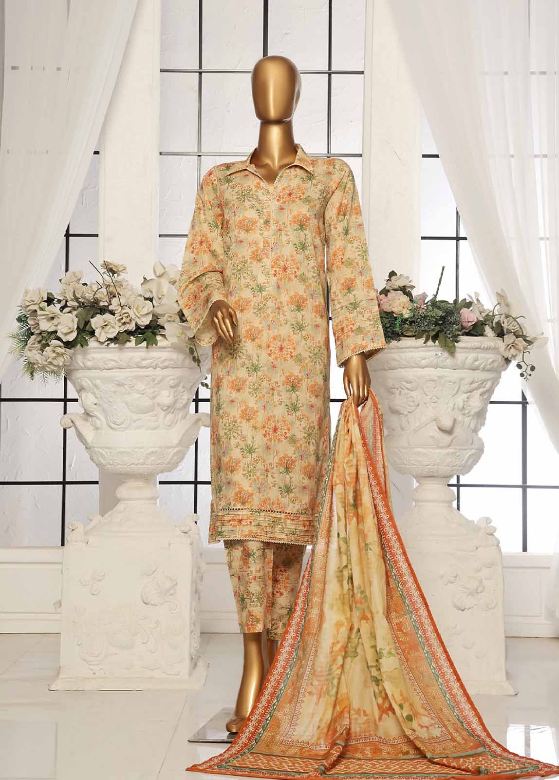 Bin Saeed Fabric - SM-106- 3 Piece Printed Stitched Suit