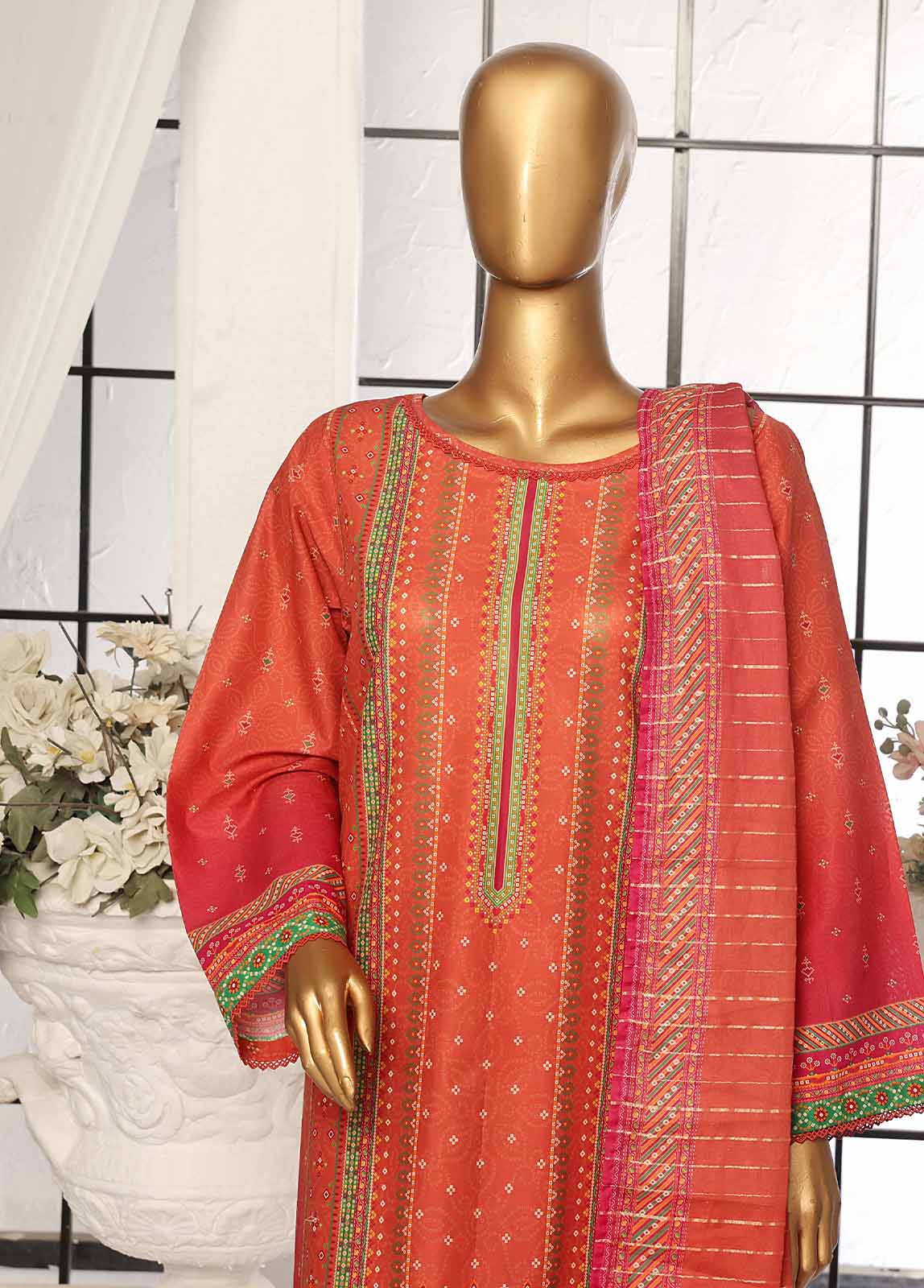 Bin Saeed Fabric - SM-109- 3 Piece Printed Stitched Suit