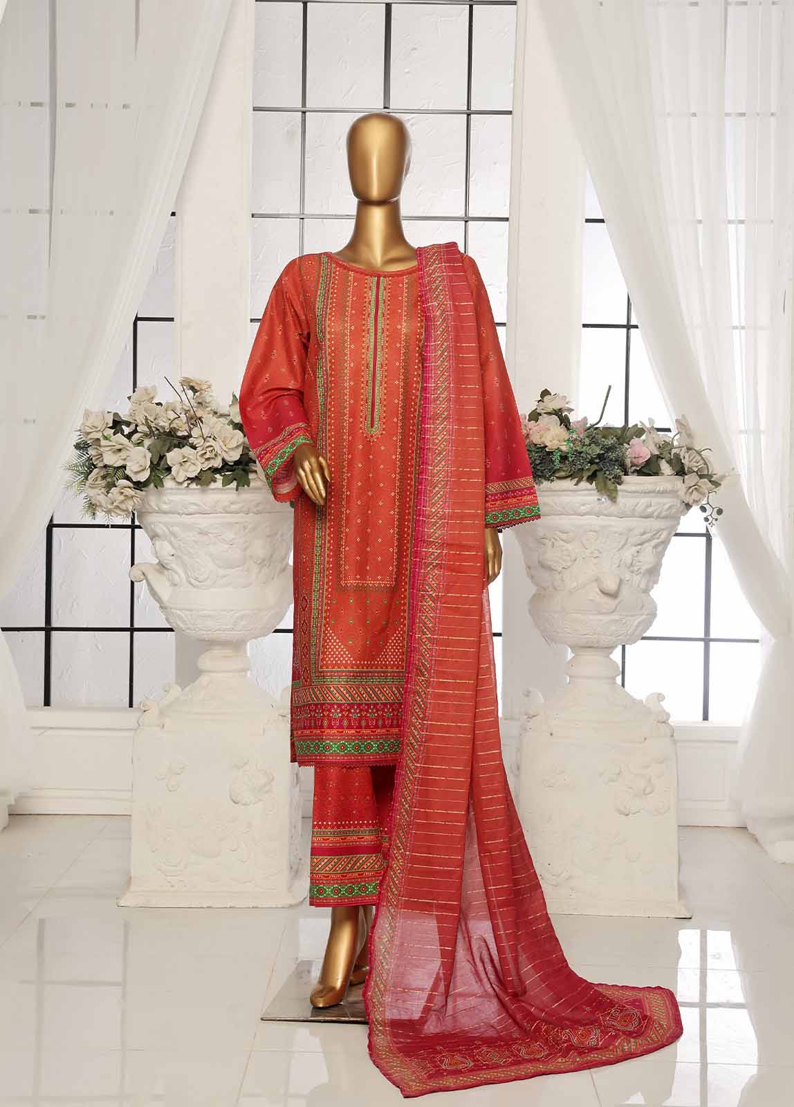 Bin Saeed Fabric - SM-109- 3 Piece Printed Stitched Suit