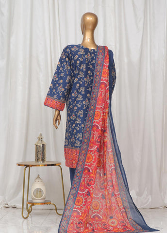 Bin Saeed Fabric - SM-11- 3 Piece Printed Stitched Suit