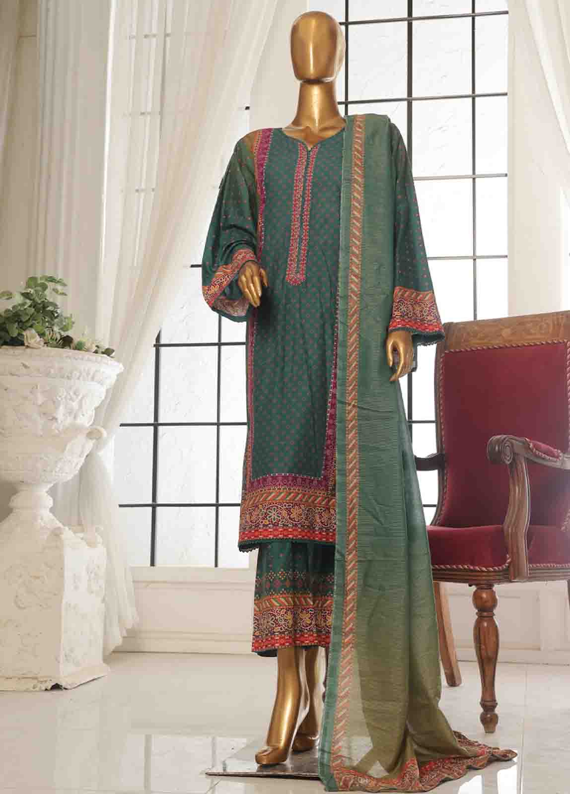 Bin Saeed Fabric - SM-111- 3 Piece Printed Stitched Suit