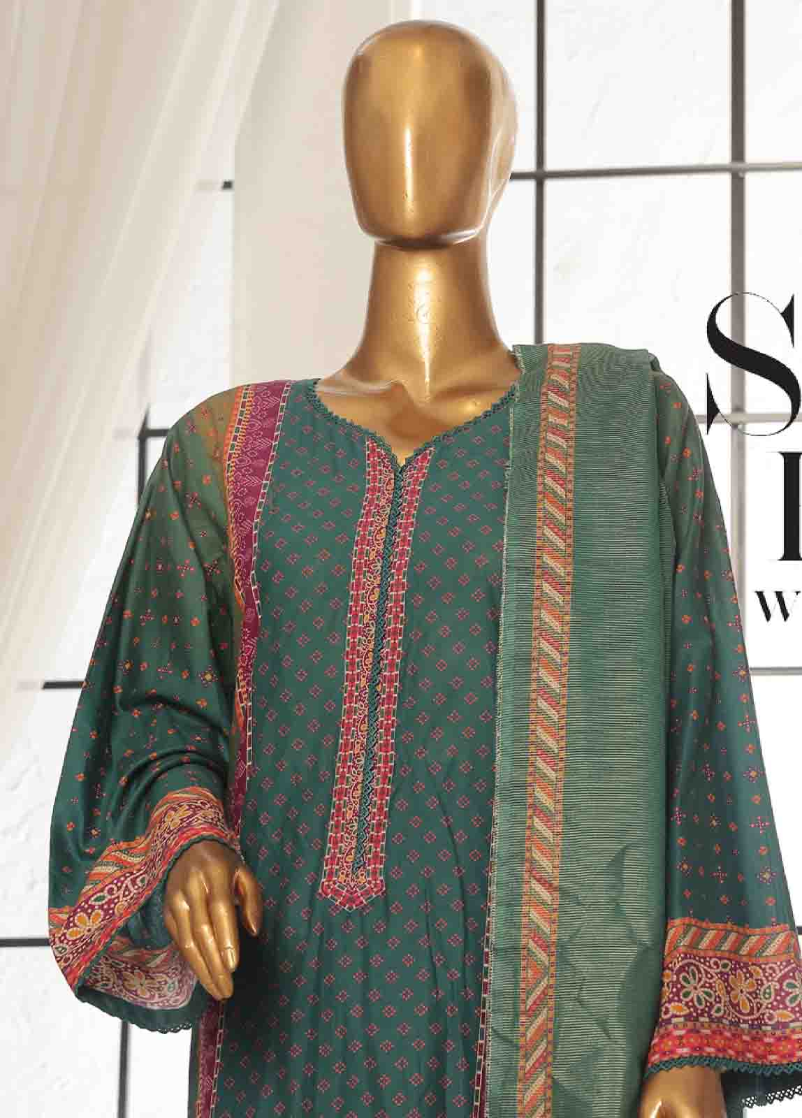 Bin Saeed Fabric - SM-111- 3 Piece Printed Stitched Suit