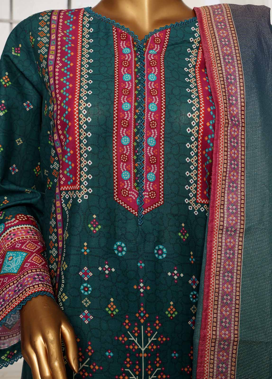 Bin Saeed Fabric - SM-112- 3 Piece Printed Stitched Suit